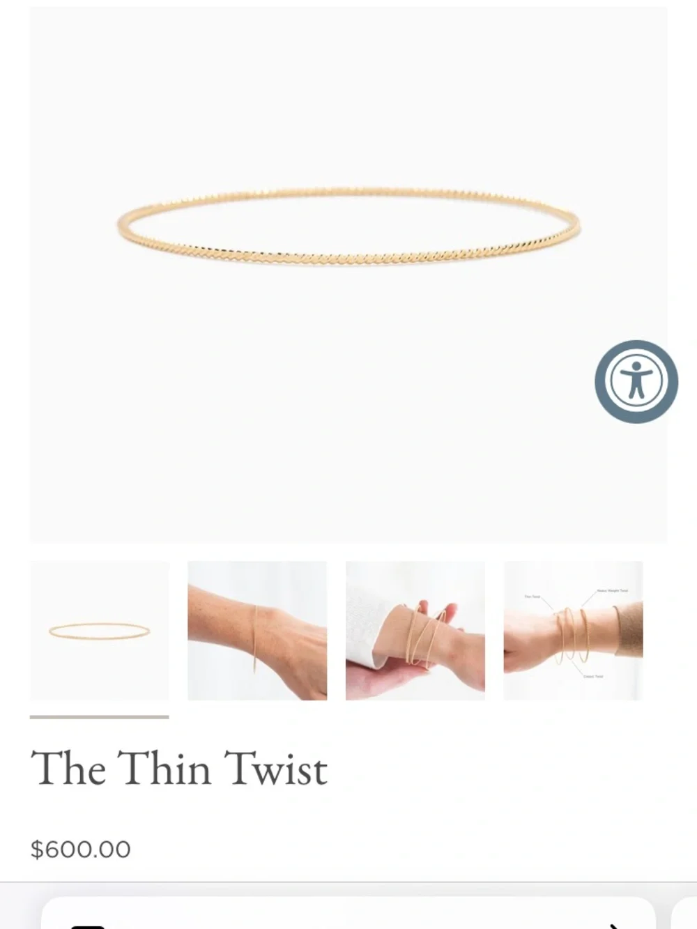 YEARLY CO THIN TWIST BANGLE Size 7.25 - Picture 5 of 7